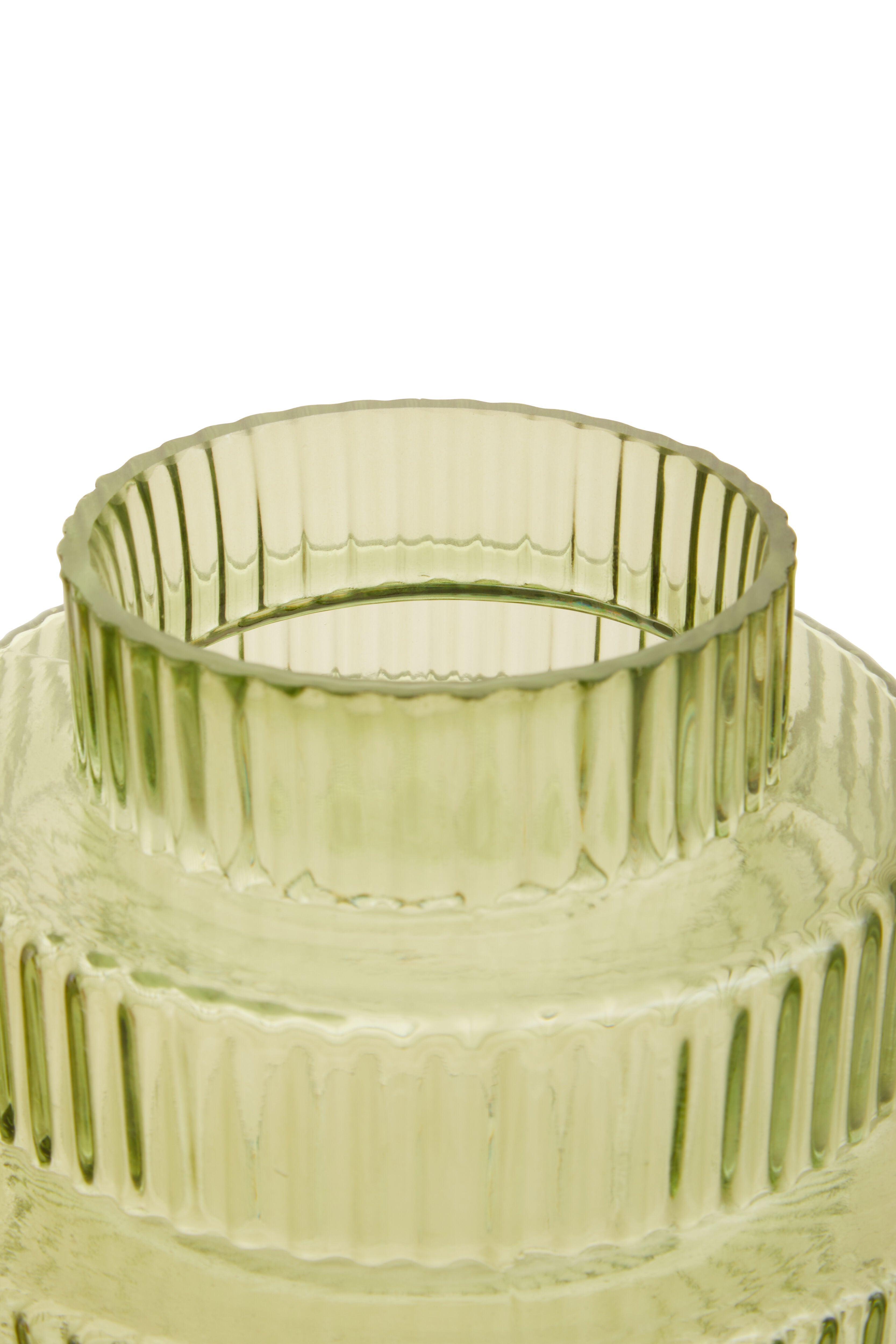 Ackley Tiered Ribbed Soft Green Glass Vase | Large